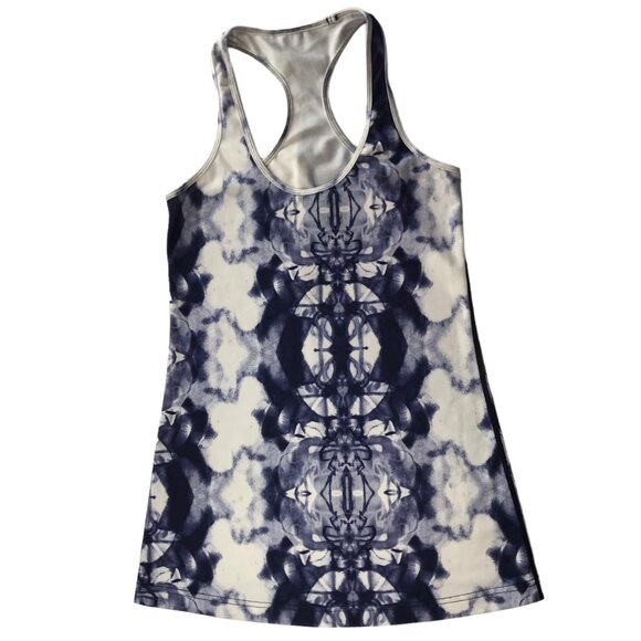 Lululemon Cool Racerback Tank Top CRB White Blue Tie Dye Size Women's Medium - Picture 1 of 9